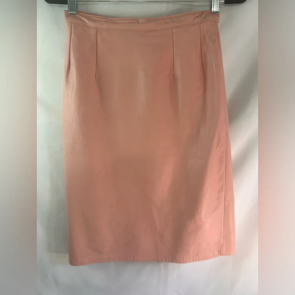Vintage 80s Cache leather pink midi skirt woman size 10